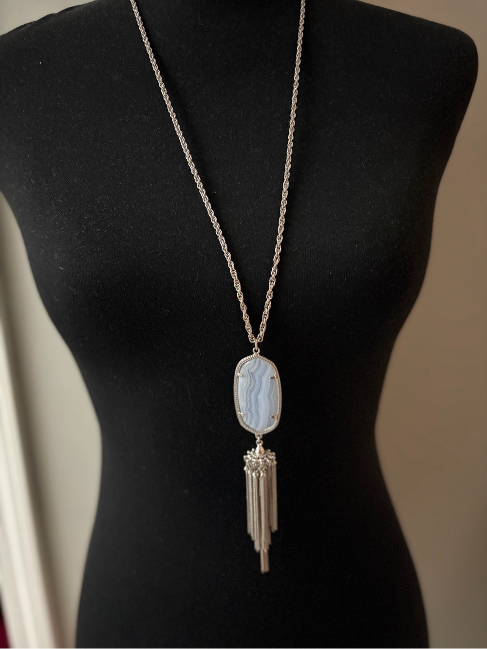 Kendra Scott Rayne blue lace agate necklace
